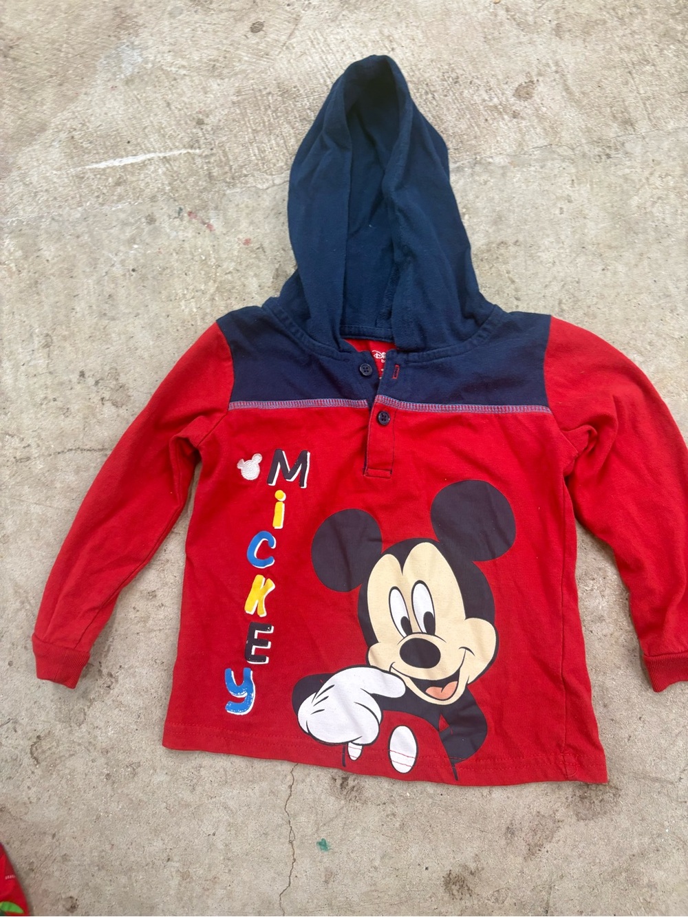Disney Baby Mickey Mouse Graphic Print Hoodie Long Sleeve Red Blue 24M